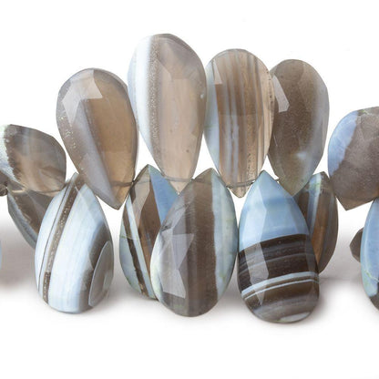 17x10-21x13mm Banded Owyhee Blue Opal faceted pears 8 inch 37 beads AA