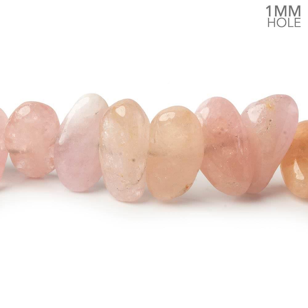 17x10-24x11mm Morganite (Pink Beryl) side drilled plain nuggets 16 inch 42 large hole beads AA