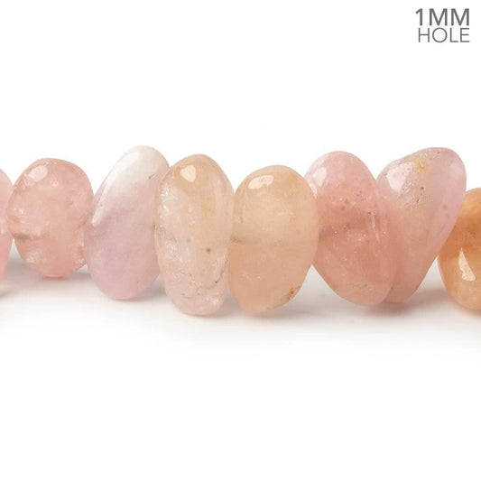 17x10-24x11mm Morganite (Pink Beryl) side drilled plain nuggets 16 inch 42 large hole beads AA