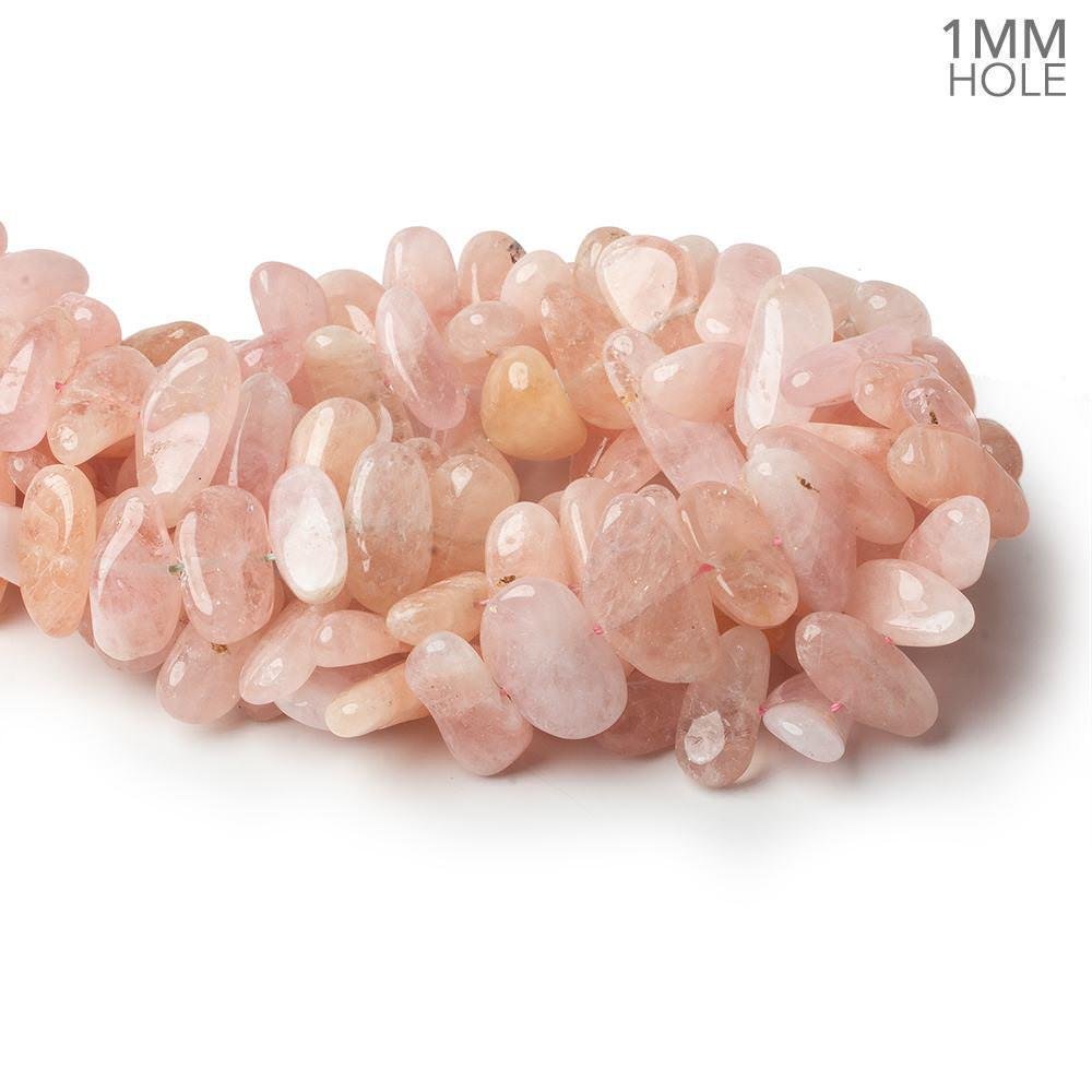 17x10-24x11mm Morganite (Pink Beryl) side drilled plain nuggets 16 inch 42 large hole beads AA
