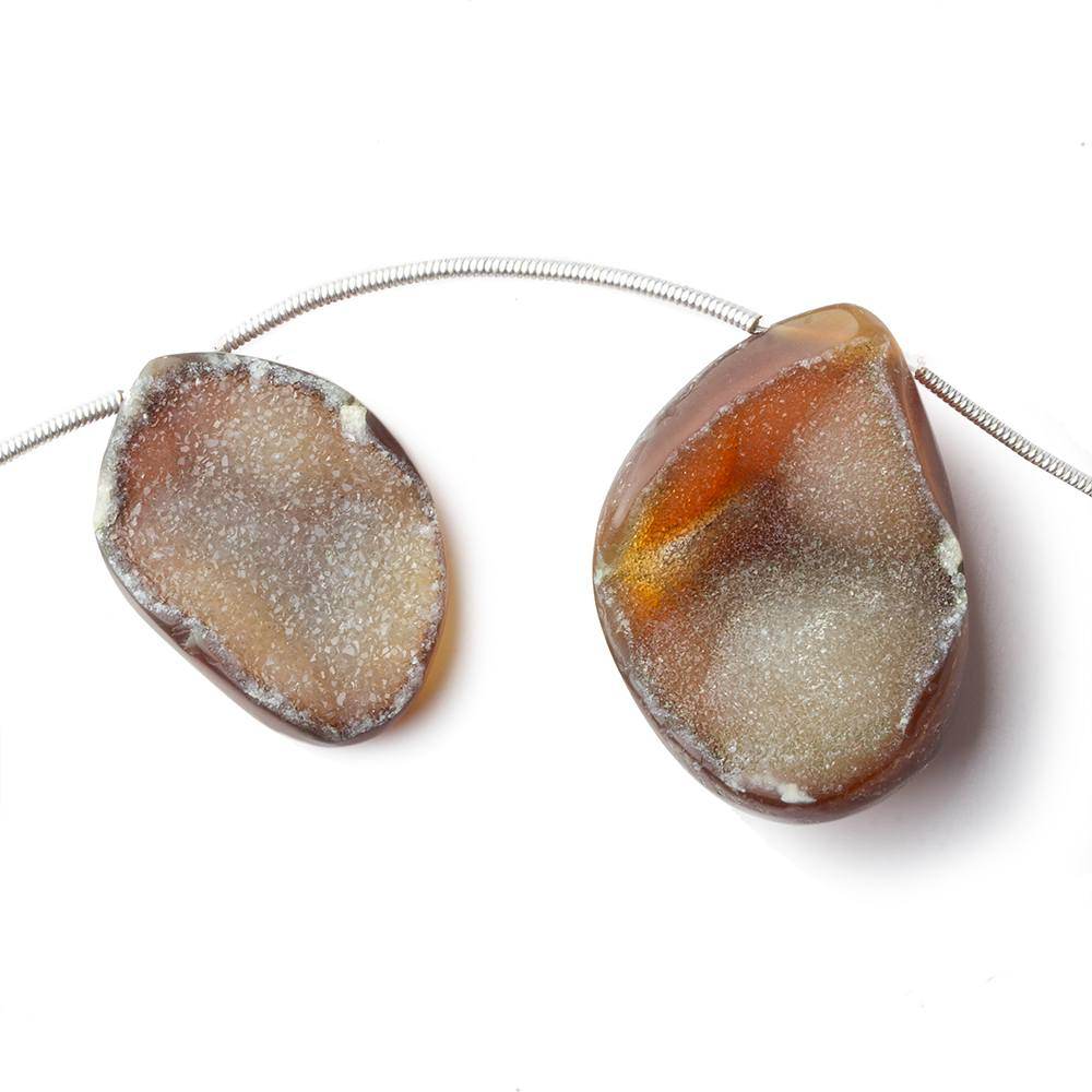 17x10-30x22mm Tortoise Shell Agate Drusy Freeform Beads 11 pieces