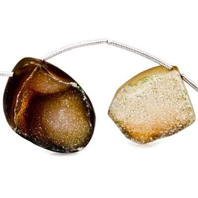 17x10-30x22mm Tortoise Shell Agate Drusy Freeform Beads 11 pieces