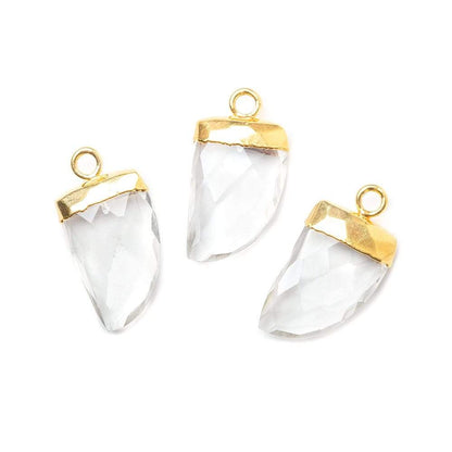 17x10mm Gold Leafed Crystal Quartz Horn Pendant 1 piece