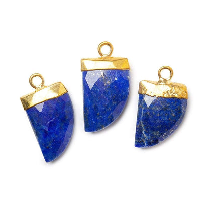 17X10mm Gold Leafed Lapis Lazuli Horn Pendant 1 piece