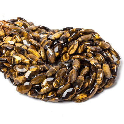 17x10mm Tiger's Eye faceted oval beads 15 inch 22 pieces