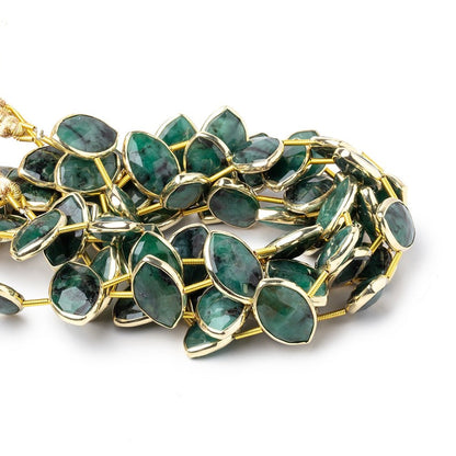 17x11mm Vermeil Bezel Emerald Faceted Marquise Strand 11 Beads