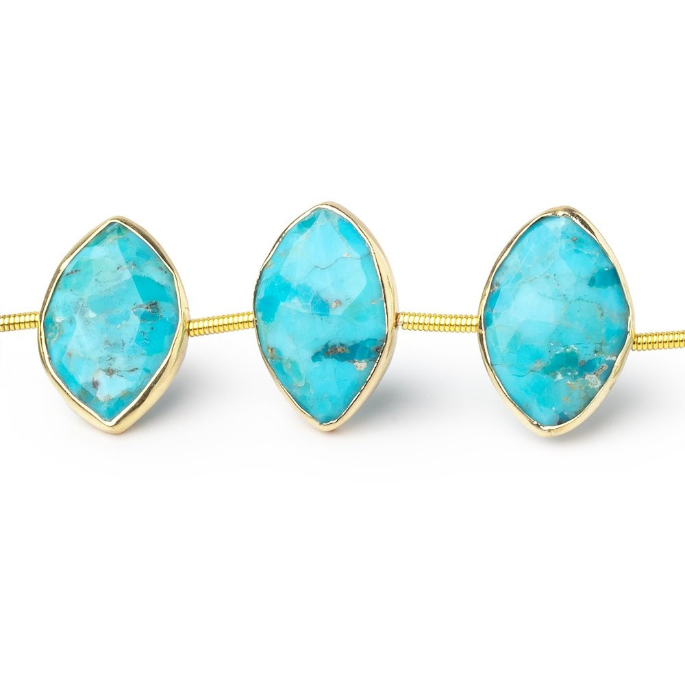 17x11mm Vermeil Bezel Turquoise Howlite Faceted Marquise Strand 12 Beads