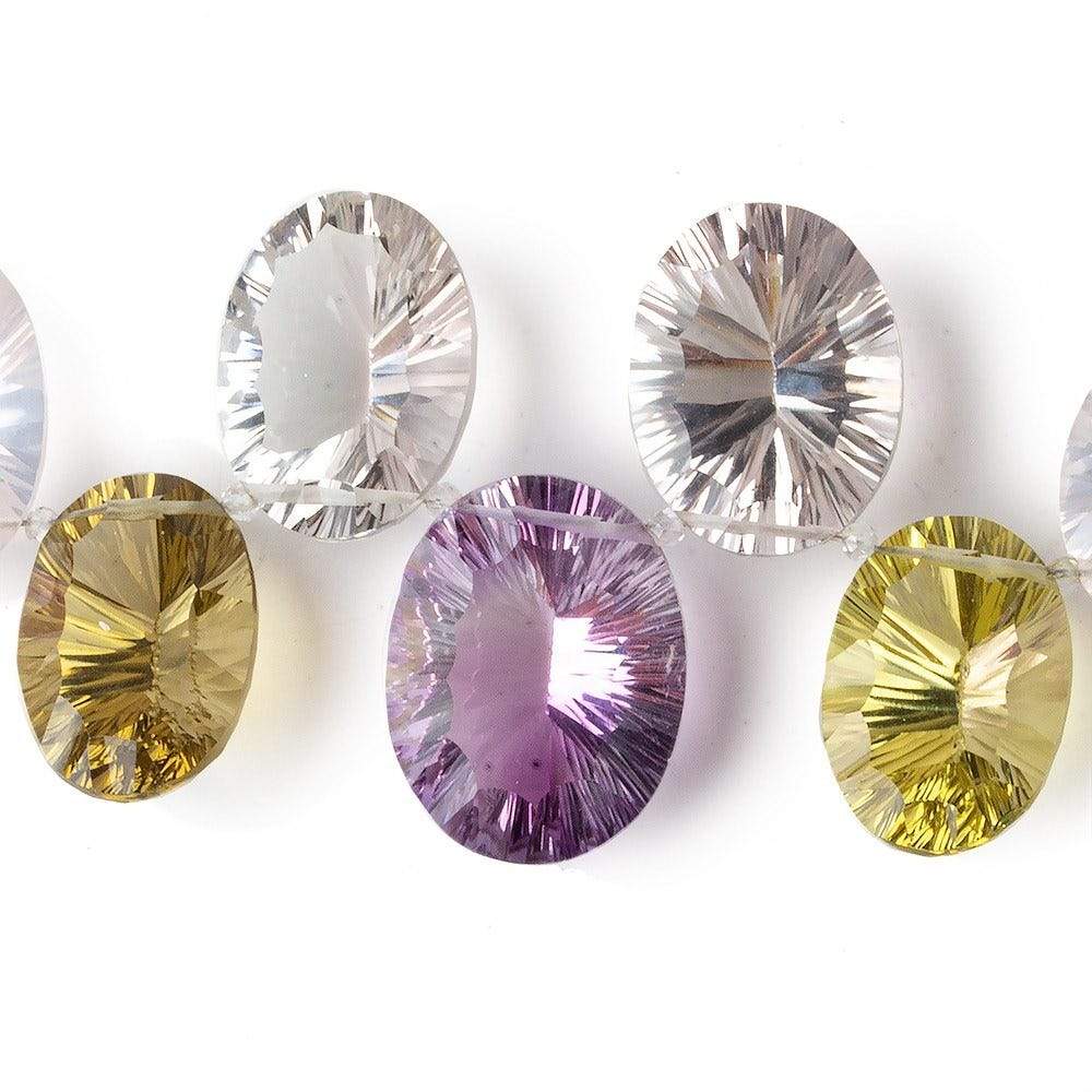 17x12-20x15mm Multi-gemstone Concave Faceted Oval Beads 9 pieces AAA