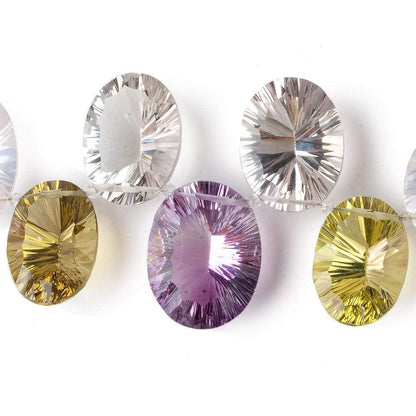 17x12-20x15mm Multi-gemstone Concave Faceted Oval Beads 9 pieces AAA