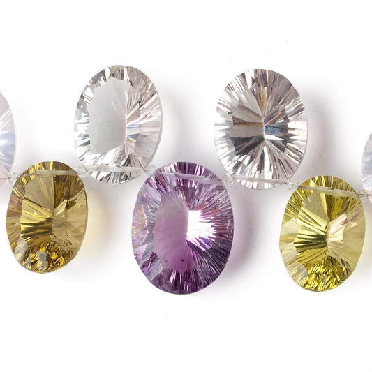 17x12-20x15mm Multi-gemstone Concave Faceted Oval Beads 9 pieces AAA