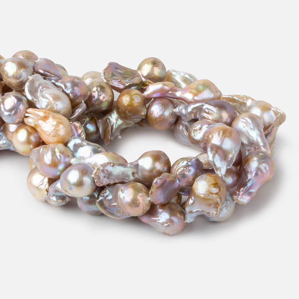 17x12-22x12mm Multi Color straight drill Ultra Baroque Freshwater Pearls 17 inch 19 pcs