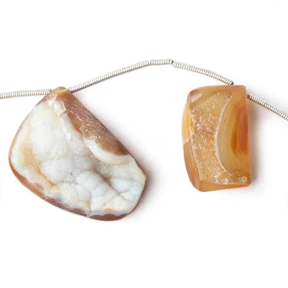17x12-28x20mm Toffee Agate Drusy Freeform Beads 11 pieces