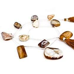 17x12-28x20mm Toffee Agate Drusy Freeform Beads 11 pieces