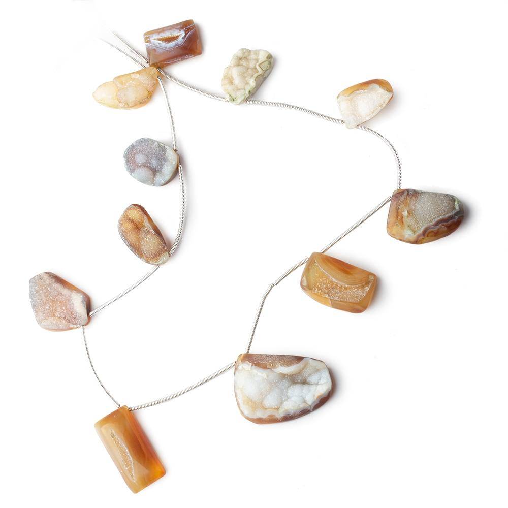 17x12-28x20mm Toffee Agate Drusy Freeform Beads 11 pieces