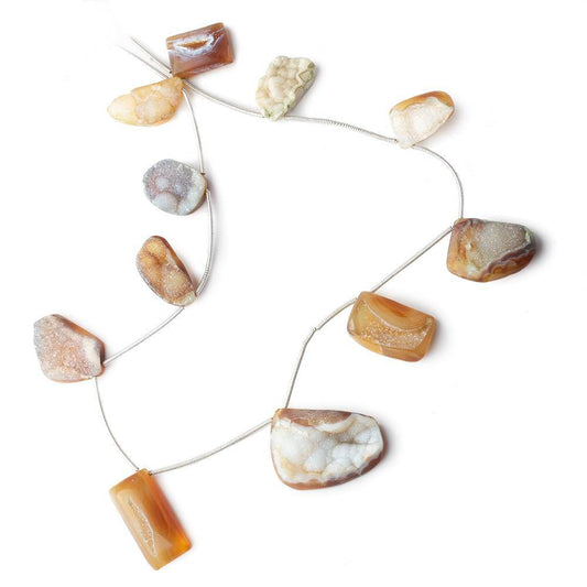 17x12-28x20mm Toffee Agate Drusy Freeform Beads 11 pieces