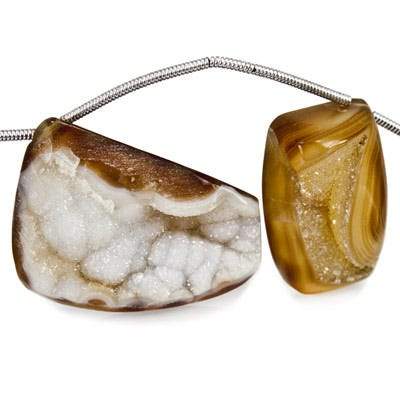 17x12-28x20mm Toffee Agate Drusy Freeform Beads 11 pieces