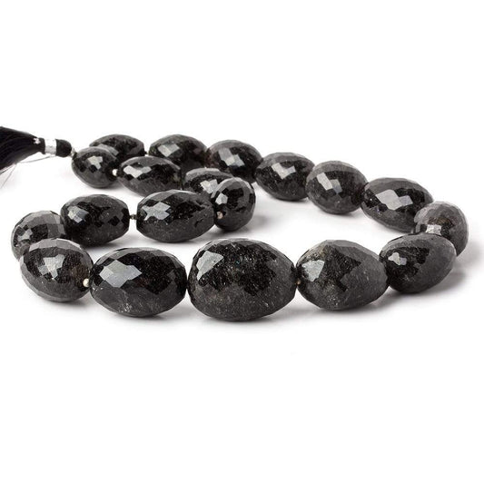 17x12-29x21mm Black Tourmalinated Quartz faceted nuggets 16.5 inches 19 beads