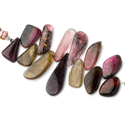 17x12-33x11mm Multi Color Tourmaline Plain Slice Beads 3.5 inch 13 pieces