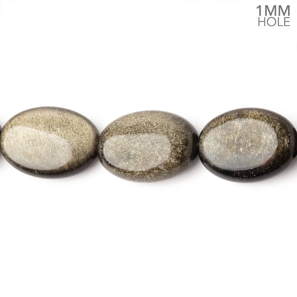 17x12mm Golden Sheen Obsidian Plain Oval 15.5 inch 23 Beads 1mm Hole