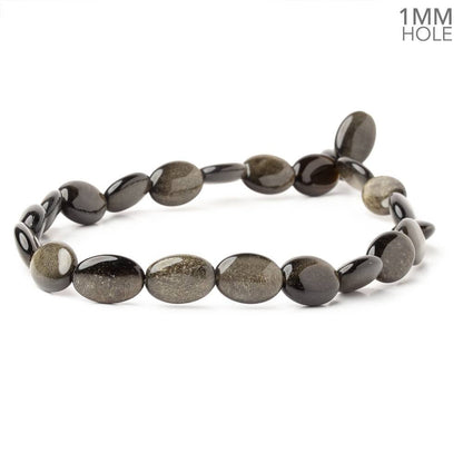 17x12mm Golden Sheen Obsidian Plain Oval 15.5 inch 23 Beads 1mm Hole