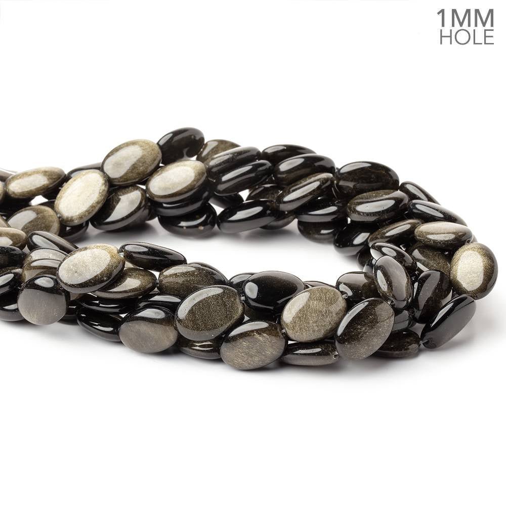 17x12mm Golden Sheen Obsidian Plain Oval 15.5 inch 23 Beads 1mm Hole