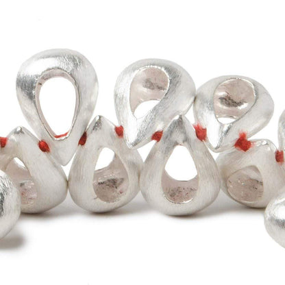 17x12mm Sterling Silver plated Copper Brushed Pear with Center Void 8 inch 32 pcs