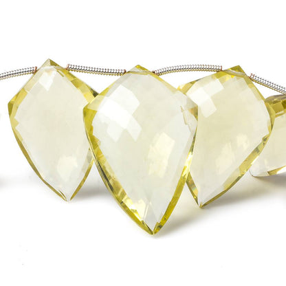 17x12x5-30x20x9mm Lemon Quartz top drill faceted shield 8.5 inch 15 beads AA