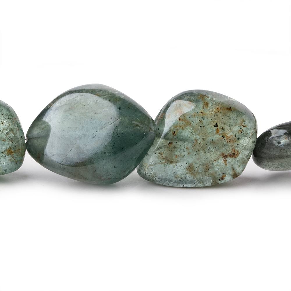 17x13-29x22mm Moss Aquamarine Plain Nuggets 16 inch 19 Beads 1mm Hole