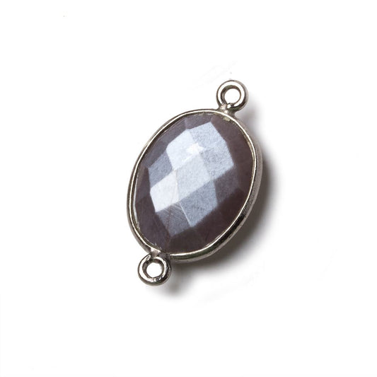 17x13mm Black Gold .925 Bezel Chocolate Moonstone Faceted Oval Connector 1 piece