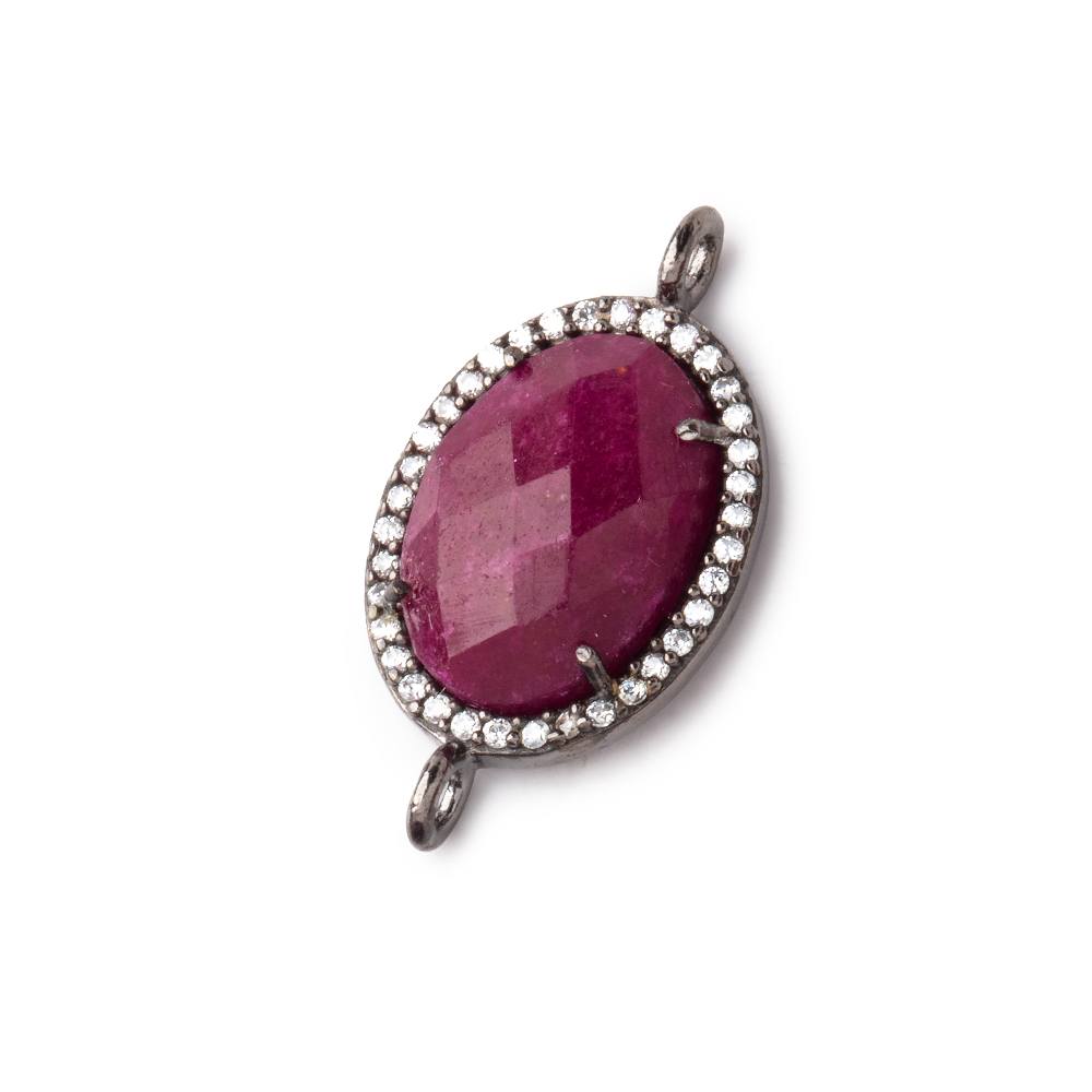 17x13mm Black Gold CZ Bezel Ruby Oval Connector 1 Focal Bead