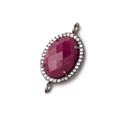 17x13mm Black Gold CZ Bezel Ruby Oval Connector 1 Focal Bead