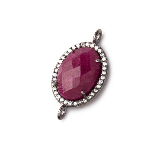 17x13mm Black Gold CZ Bezel Ruby Oval Connector 1 Focal Bead