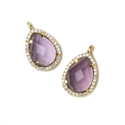 17x13mm Vermeil CZ Bezel Purple Hydro Quartz Faceted Pear Pendant 1 piece