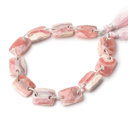 17x13mm Rhodochrosite Double Drilled Rectangles 8.5 inch 11 Beads 2.5mm Holes