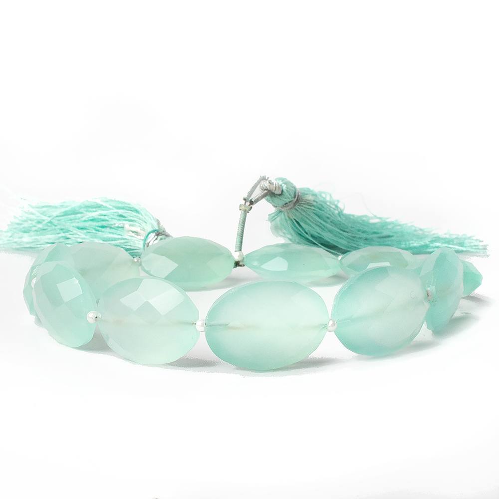 17x13mm SeaGreen Chalcedony straight drilled faceted oval beads 8 inch 11 pieces A