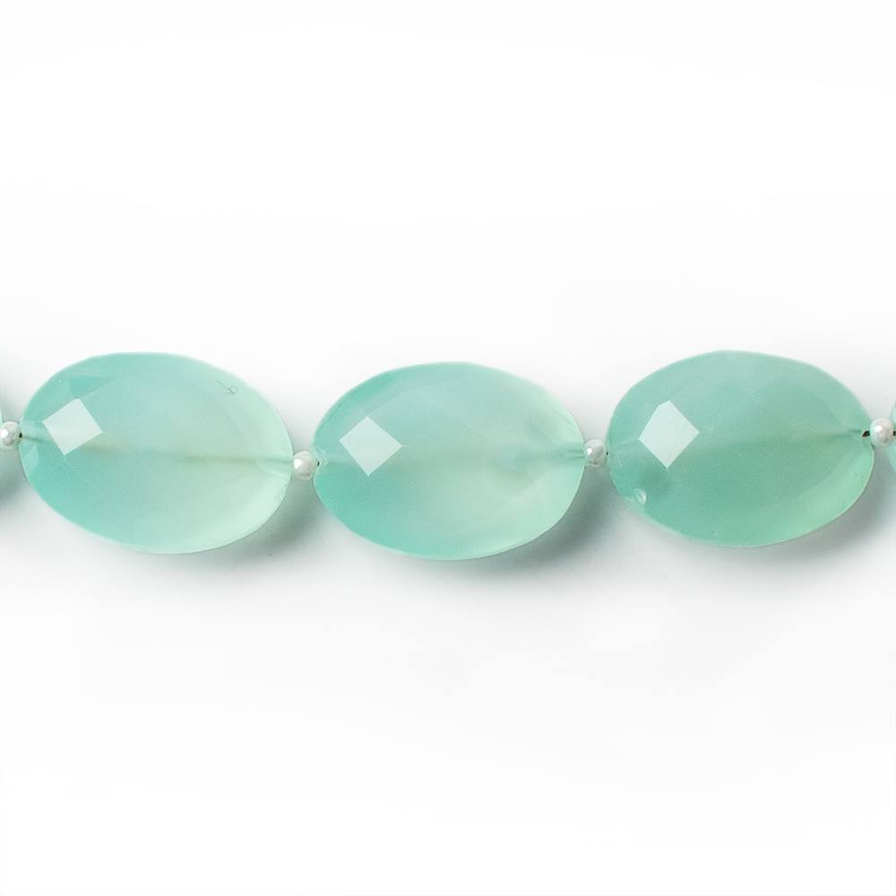 17x13mm SeaGreen Chalcedony straight drilled faceted oval beads 8 inch 11 pieces A