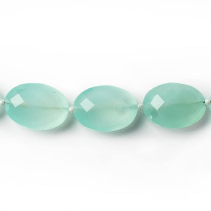 17x13mm SeaGreen Chalcedony straight drilled faceted oval beads 8 inch 11 pieces A