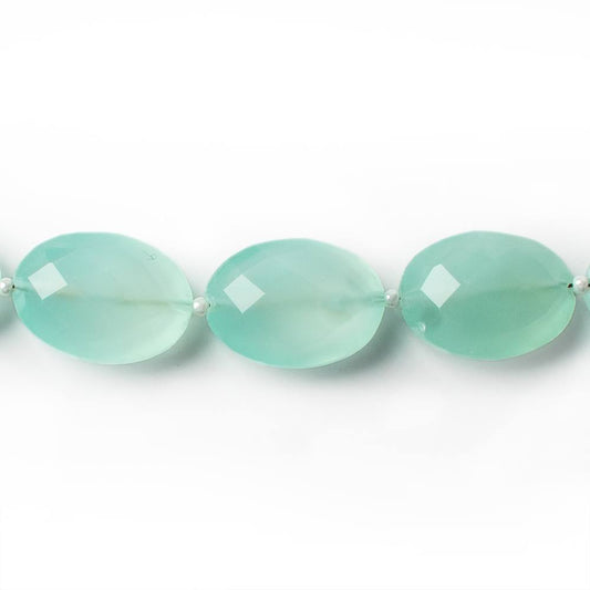 17x13mm SeaGreen Chalcedony straight drilled faceted oval beads 8 inch 11 pieces A