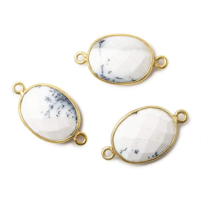17x13mm Vermeil Bezel Dendritic Opal Opaque Faceted Oval Connector 1 piece