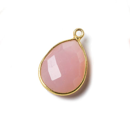 17x13mm Vermeil Bezel Petal Pink Chalcedony Pear Focal Pendant 1 piece