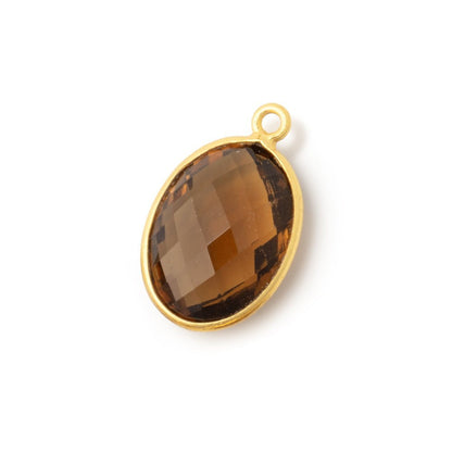 17x13mm Vermeil Bezel Whiskey Quartz Faceted Oval Pendant 1 piece