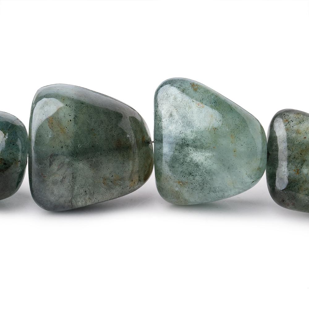 17x14-25x26mm Moss Aquamarine Plain Nuggets 18 inch 19 Beads 1mm Hole