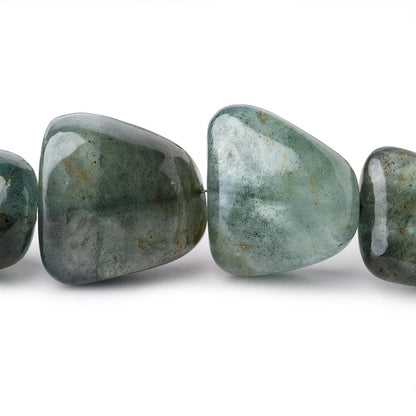 17x14-25x26mm Moss Aquamarine Plain Nuggets 18 inch 19 Beads 1mm Hole