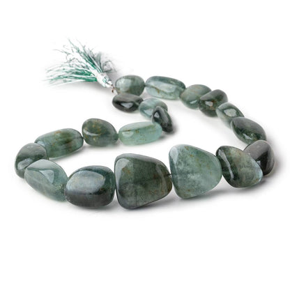 17x14-25x26mm Moss Aquamarine Plain Nuggets 18 inch 19 Beads 1mm Hole