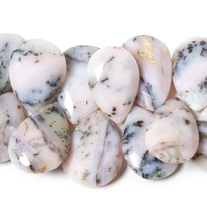 17x14-27x19mm Dendritic Pink Peruvian Opal faceted pears 8 inch 29 beads