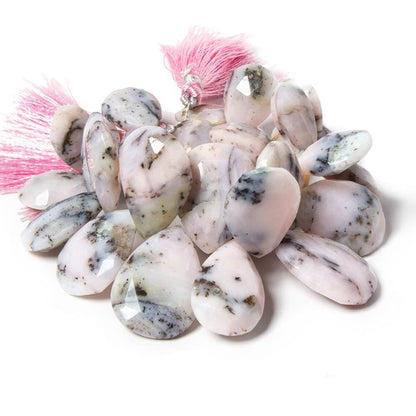 17x14-27x19mm Dendritic Pink Peruvian Opal faceted pears 8 inch 29 beads