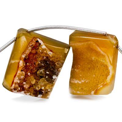 17x14-31x21mm Custard Yellow Agate Drusy Freeform Beads 11 pieces