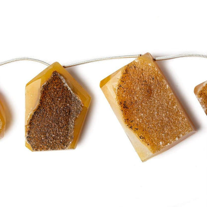 17x14-31x21mm Custard Yellow Agate Drusy Freeform Beads 11 pieces