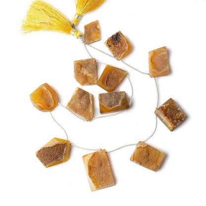 17x14-31x21mm Custard Yellow Agate Drusy Freeform Beads 11 pieces