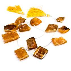 17x14-31x21mm Custard Yellow Agate Drusy Freeform Beads 11 pieces